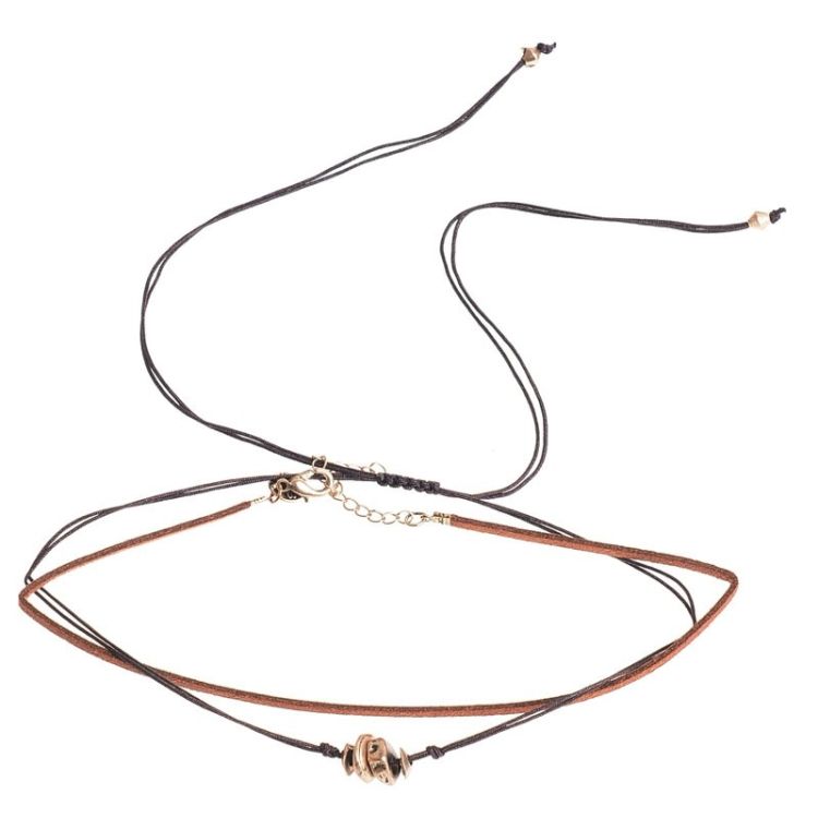 CHOKER SET 2 PIEZAS CUENTAS METAL