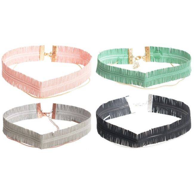 SUEDE CHAIN CHOKER SET 2 PIECES