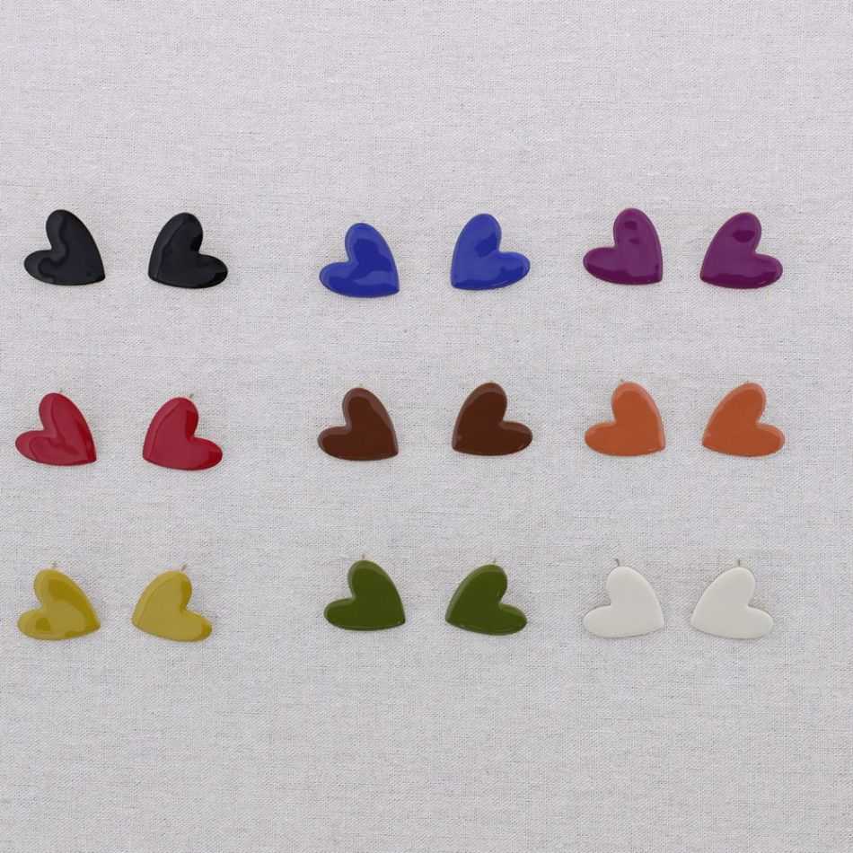 PENDIENTES PRESIÓN ACERO CORAZÓN ESMALTE