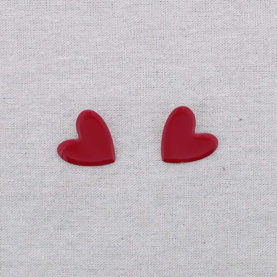 PENDIENTES PRESIÓN ACERO CORAZÓN ESMALTE