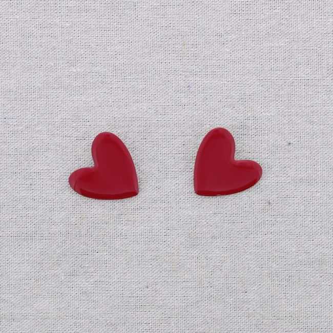 PENDIENTES PRESIÓN ACERO CORAZÓN ESMALTE