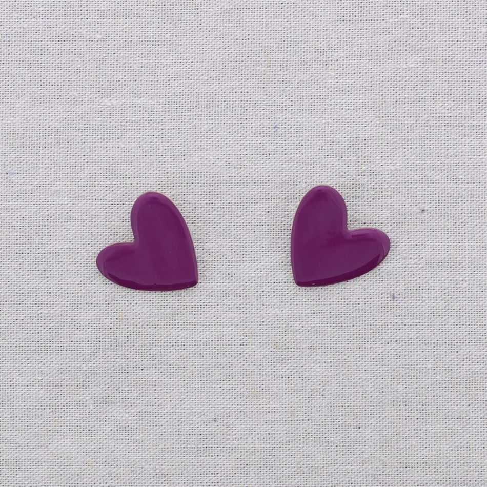 PENDIENTES PRESIÓN ACERO CORAZÓN ESMALTE