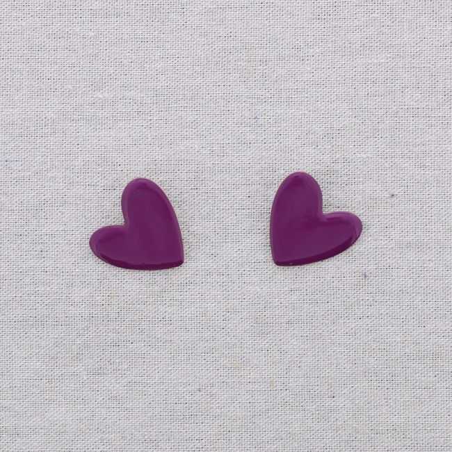 PENDIENTES PRESIÓN ACERO CORAZÓN ESMALTE