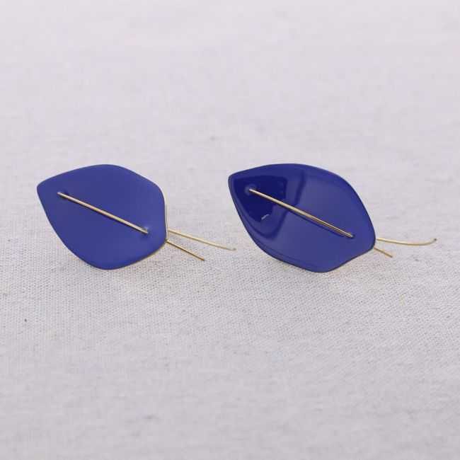 PENDIENTES ACERO COLGANTE HOJA ESMALTE