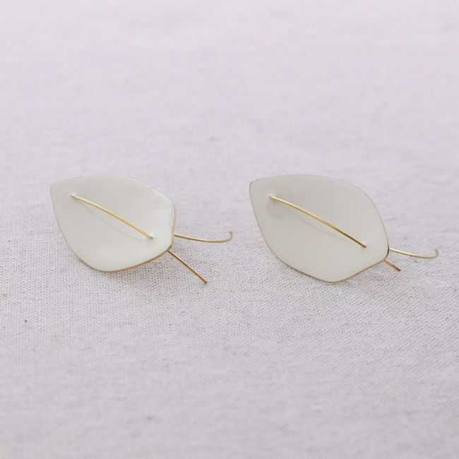 PENDIENTES ACERO COLGANTE HOJA ESMALTE