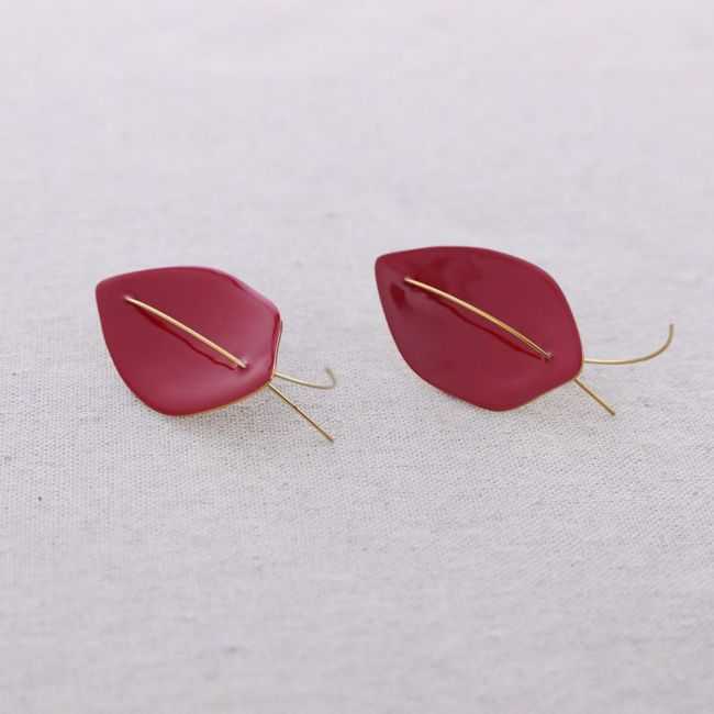 PENDIENTES ACERO COLGANTE HOJA ESMALTE