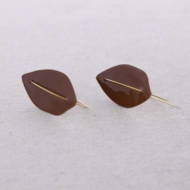 PENDIENTES ACERO COLGANTE HOJA ESMALTE