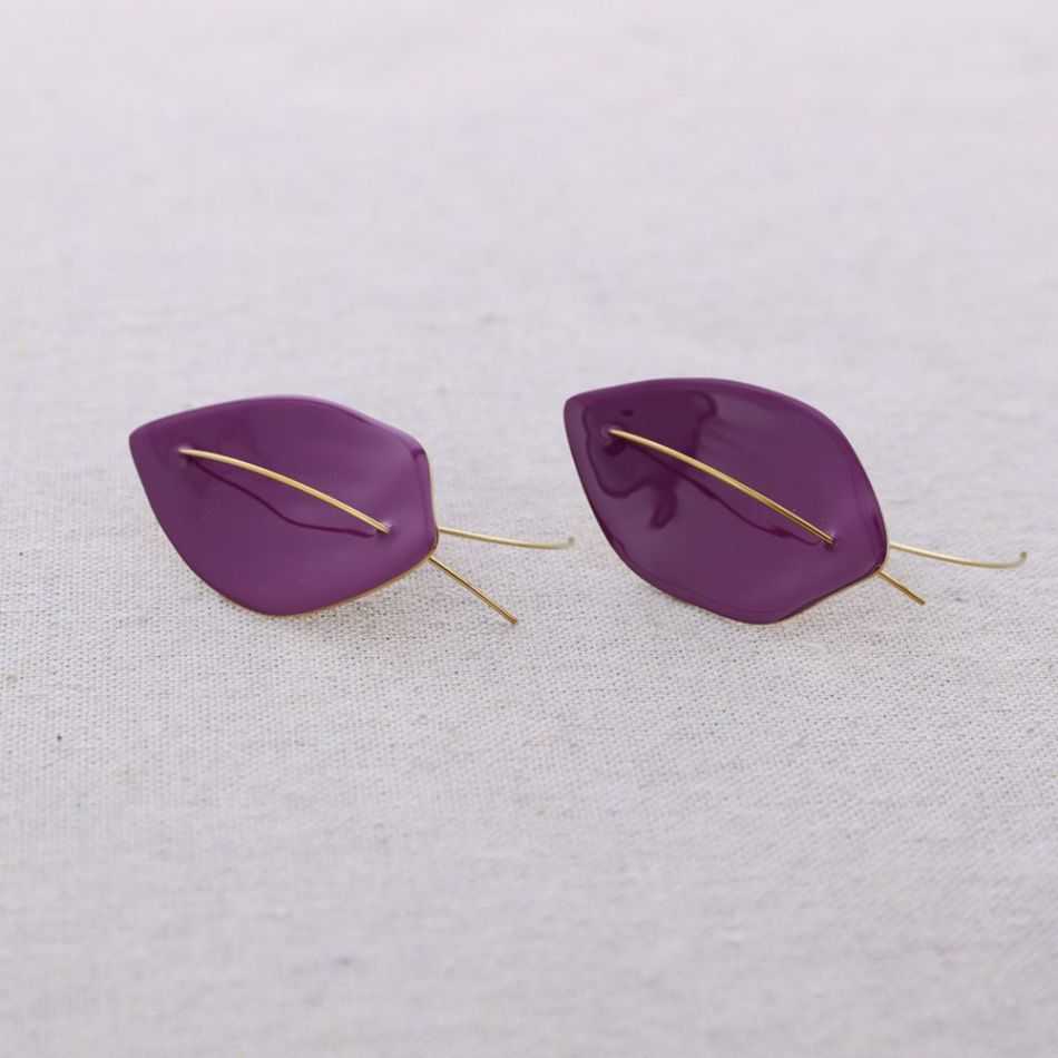 PENDIENTES ACERO COLGANTE HOJA ESMALTE