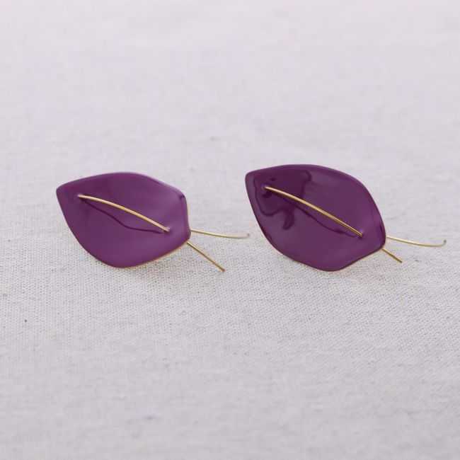 PENDIENTES ACERO COLGANTE HOJA ESMALTE
