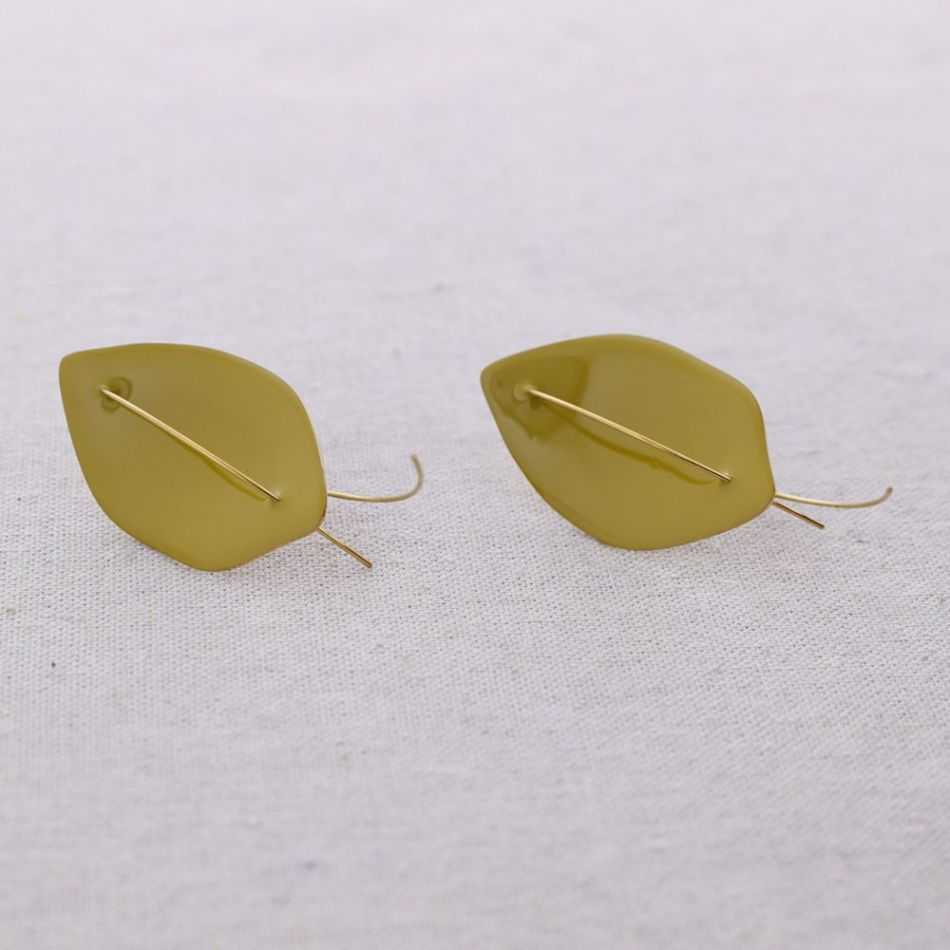 PENDIENTES ACERO COLGANTE HOJA ESMALTE