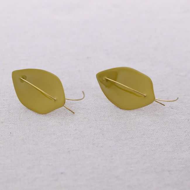PENDIENTES ACERO COLGANTE HOJA ESMALTE
