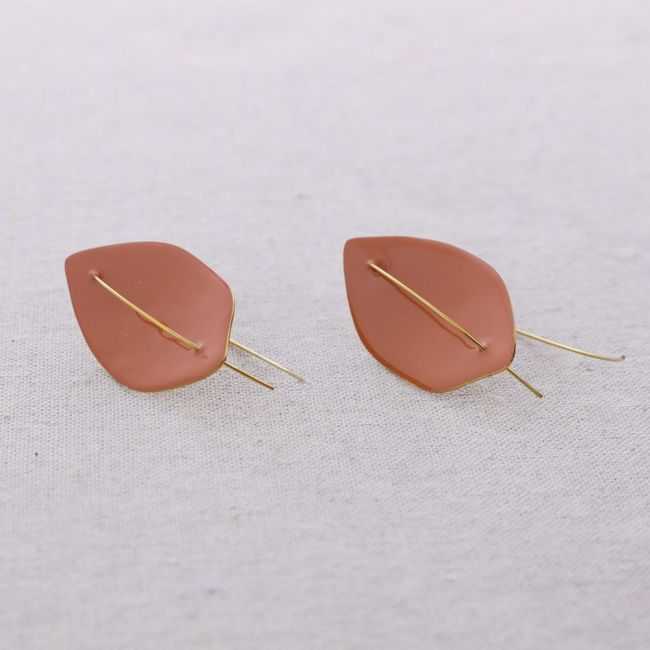 PENDIENTES ACERO COLGANTE HOJA ESMALTE