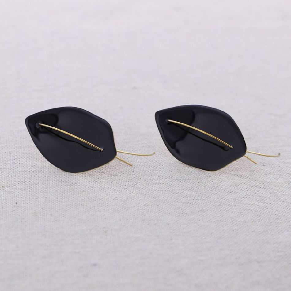 PENDIENTES ACERO COLGANTE HOJA ESMALTE