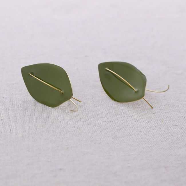 PENDIENTES ACERO COLGANTE HOJA ESMALTE