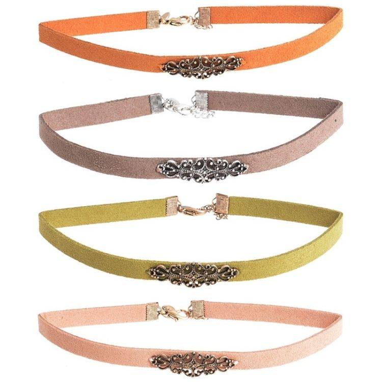 METAL FILIGREE SUEDE CHOKER 2