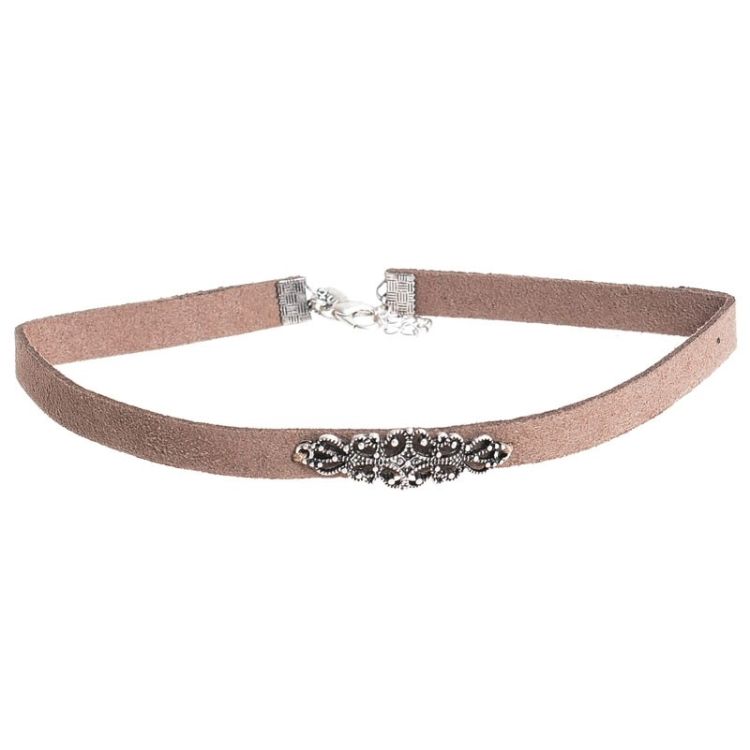 METAL FILIGREE SUEDE CHOKER