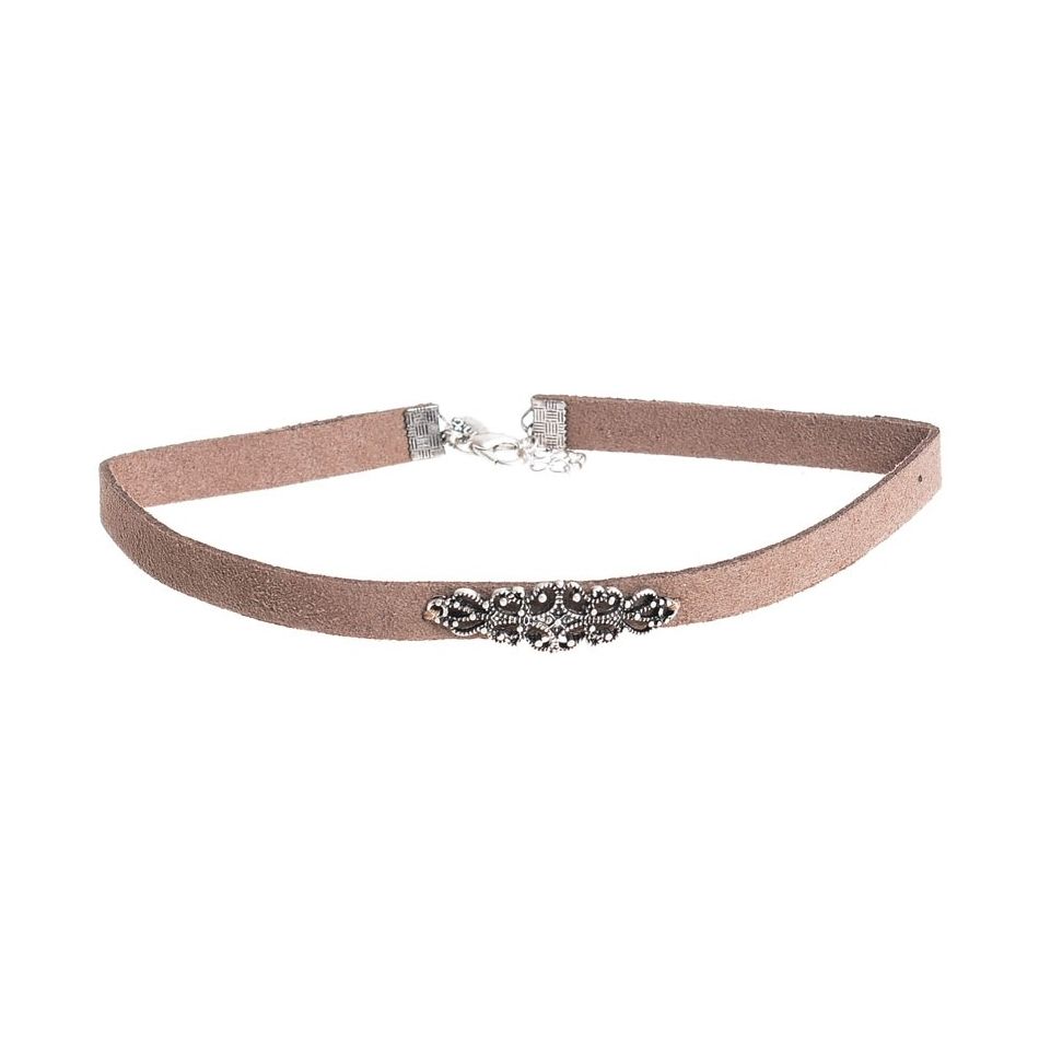 METAL FILIGREE SUEDE CHOKER