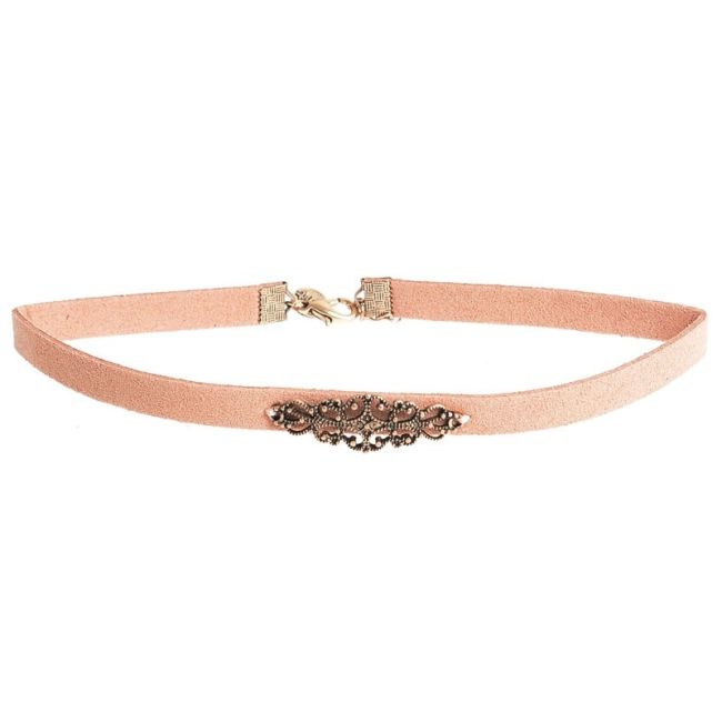 METAL FILIGREE SUEDE CHOKER