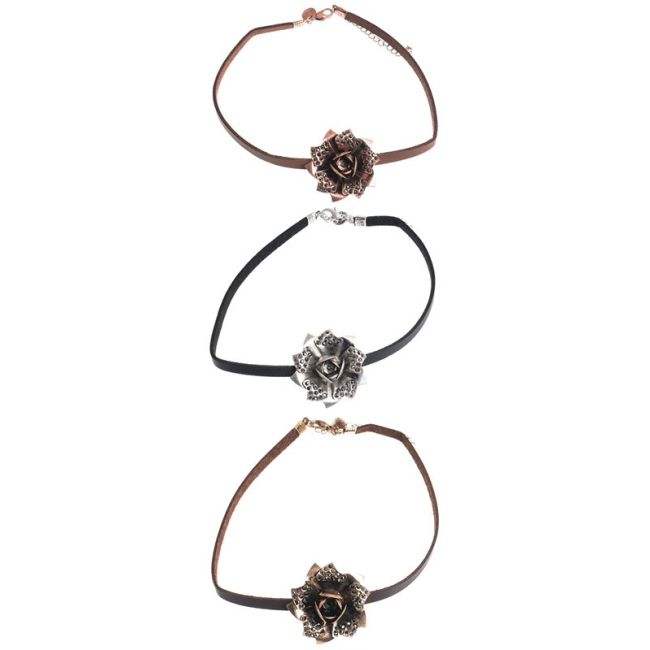CHOKER ROSA METAL STRASS