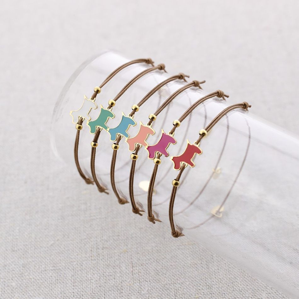 PULSERA ELÁSTICA ACERO PERRITO ESMALTE