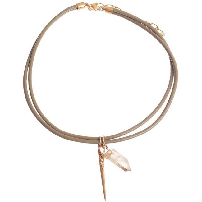 CHOKER DOBLE CUERO PIEDRA DETALLE METAL