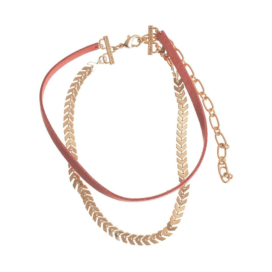CHOKER DOBLE ESPIGA METAL CUERO