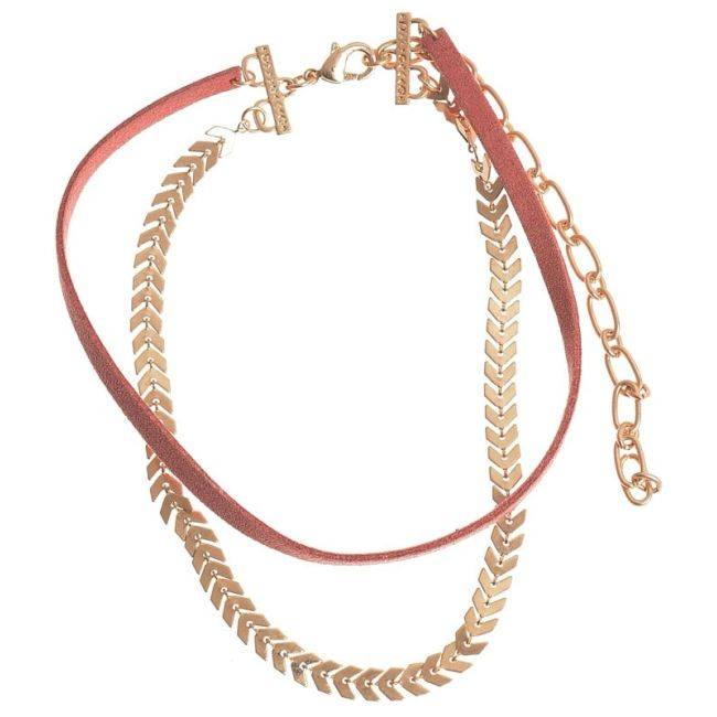 CHOKER DOBLE ESPIGA METAL CUERO