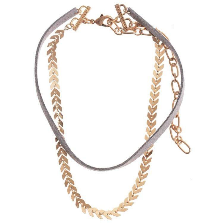 DOUBLE SPIKE METAL LEATHER CHOKER