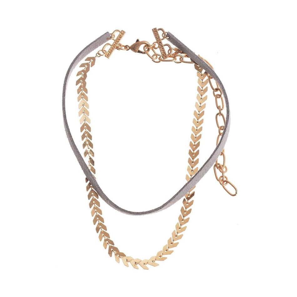 DOUBLE SPIKE METAL LEATHER CHOKER