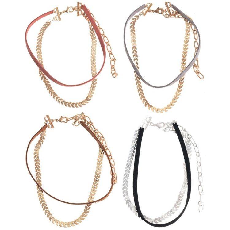 DOUBLE SPIKE METAL LEATHER CHOKER 2