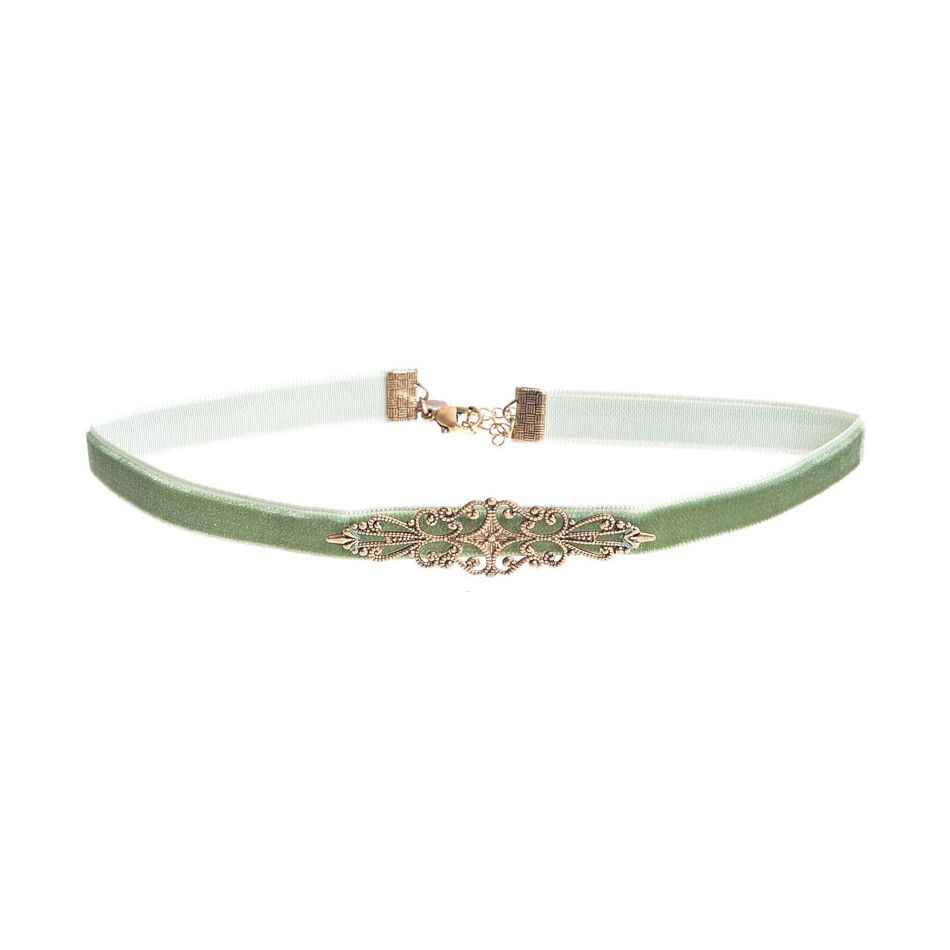 METAL FILIGRADE VELVET RIBBON CHOKER