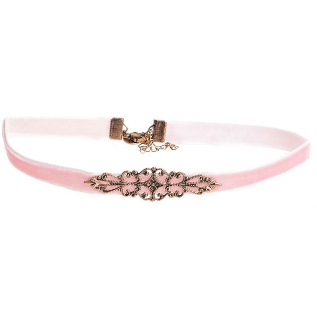 METAL FILIGRADE VELVET RIBBON CHOKER