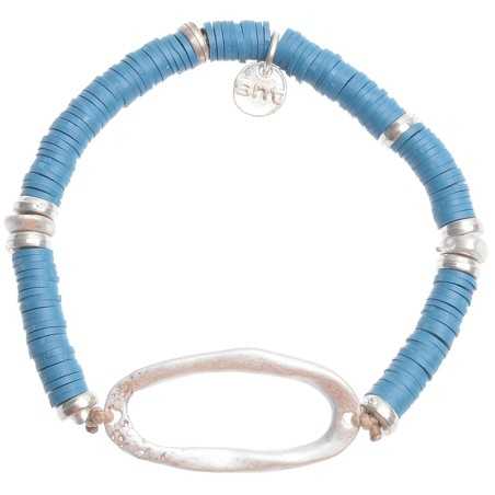 ELASTIC FIMO OVAL RING METAL BRACELET