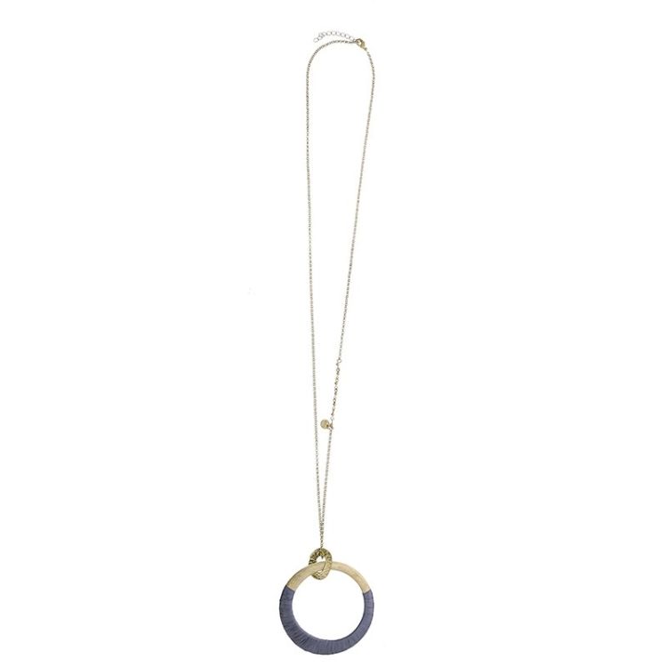 COLLAR LARGO COLGANTE ANILLA METAL RAFIA 2