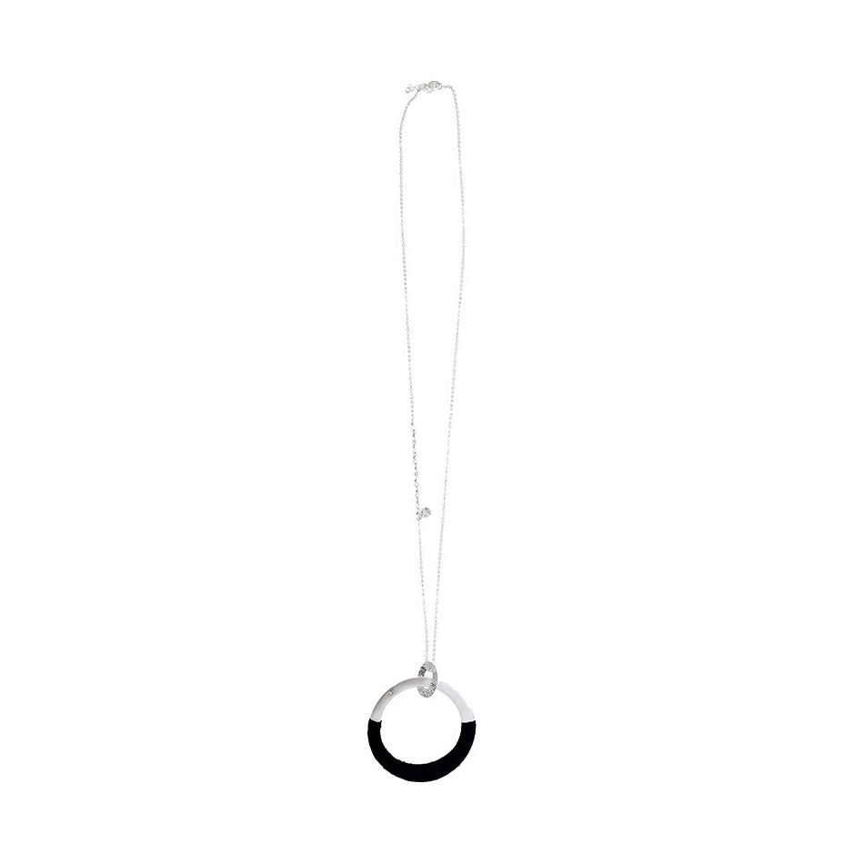 COLLAR LARGO COLGANTE ANILLA METAL RAFIA