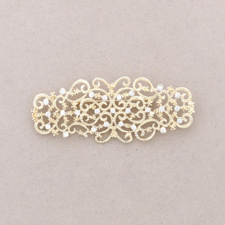 BROCHE MANTILLA METAL CRISTALES