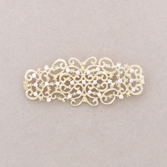 METAL CRYSTAL SADDLE BROOCH