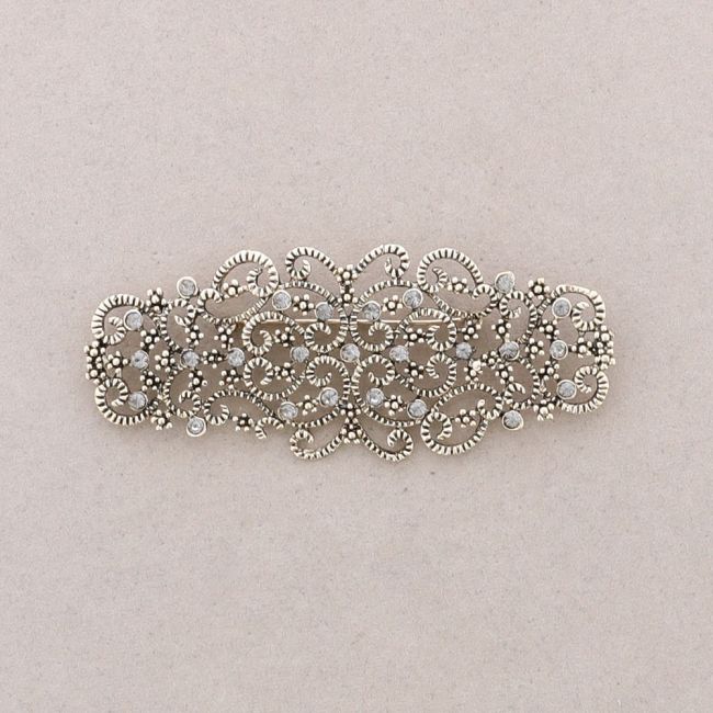 BROCHE MANTILLA METAL CRISTALES