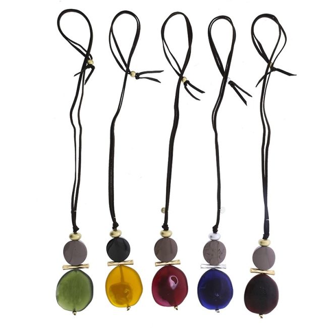 LONG NECKLACE RESIN PENDANTS