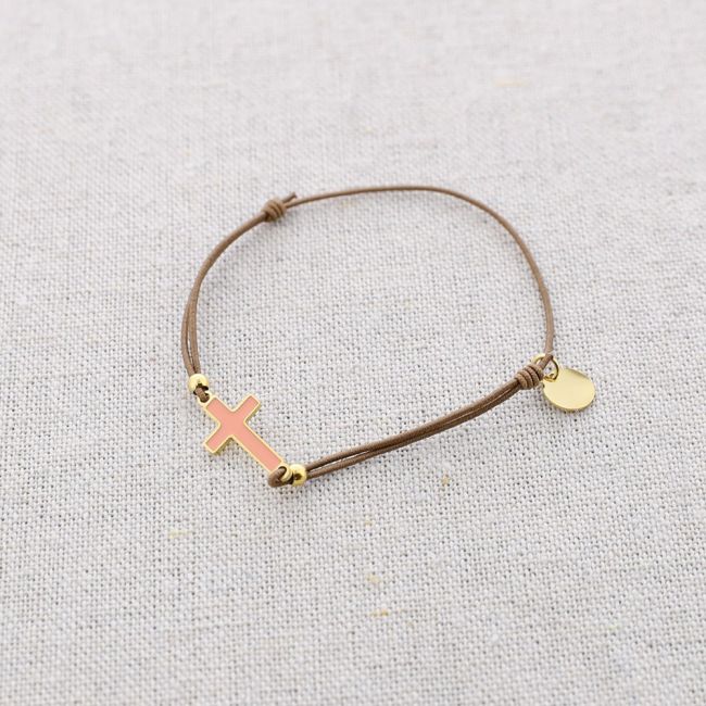 PULSERA ELÁSTICA ACERO CRUZ ESMALTE