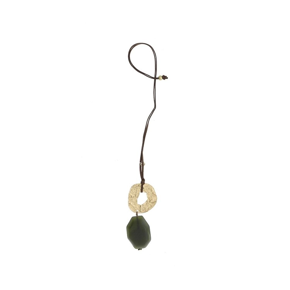 COLLAR LARGO COLGANTE METAL RESINA