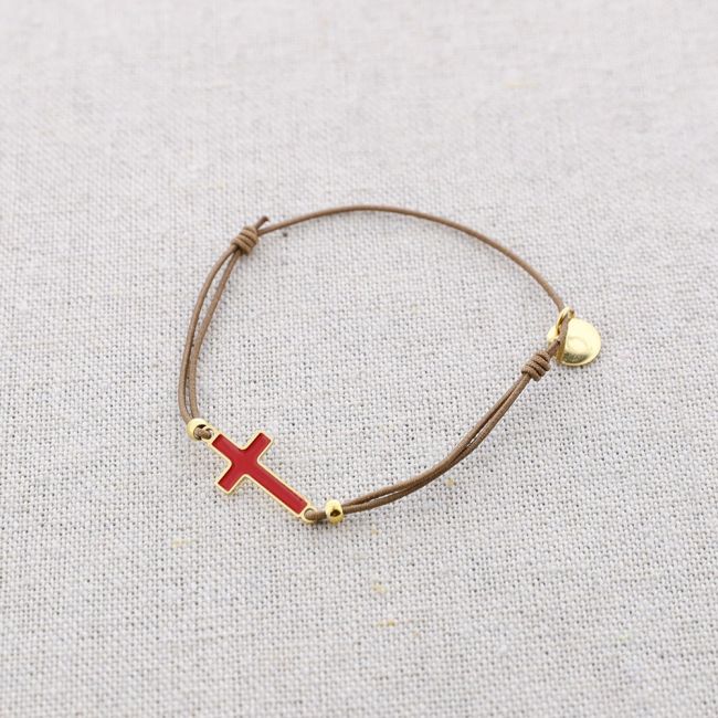 PULSERA ELÁSTICA ACERO CRUZ ESMALTE