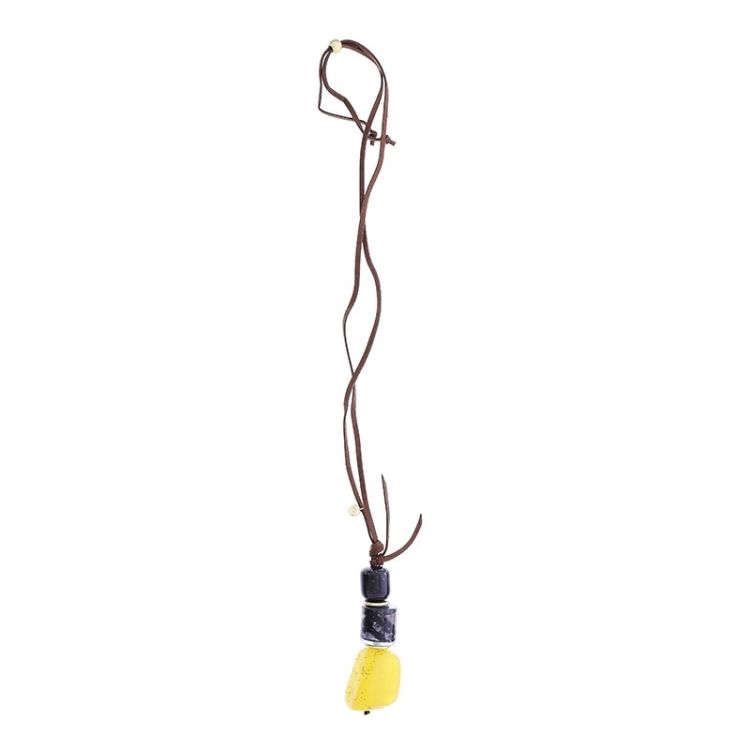 COLLAR LARGO COLGANTE CUENTAS RESINA