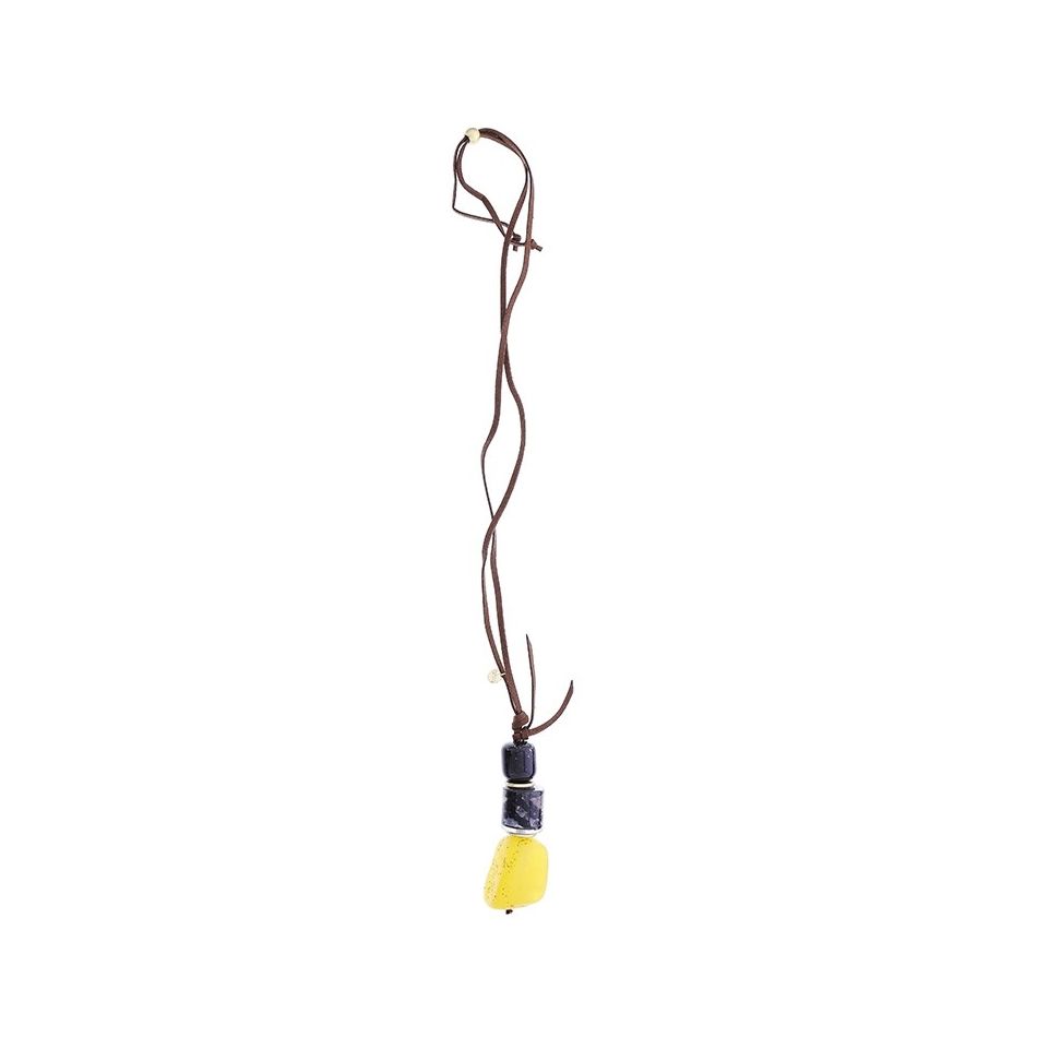 COLLAR LARGO COLGANTE CUENTAS RESINA