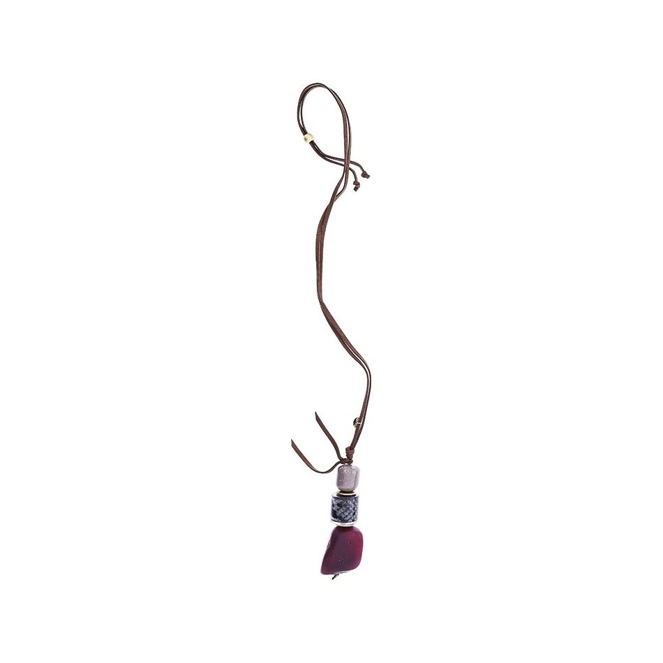 COLLAR LARGO COLGANTE CUENTAS RESINA