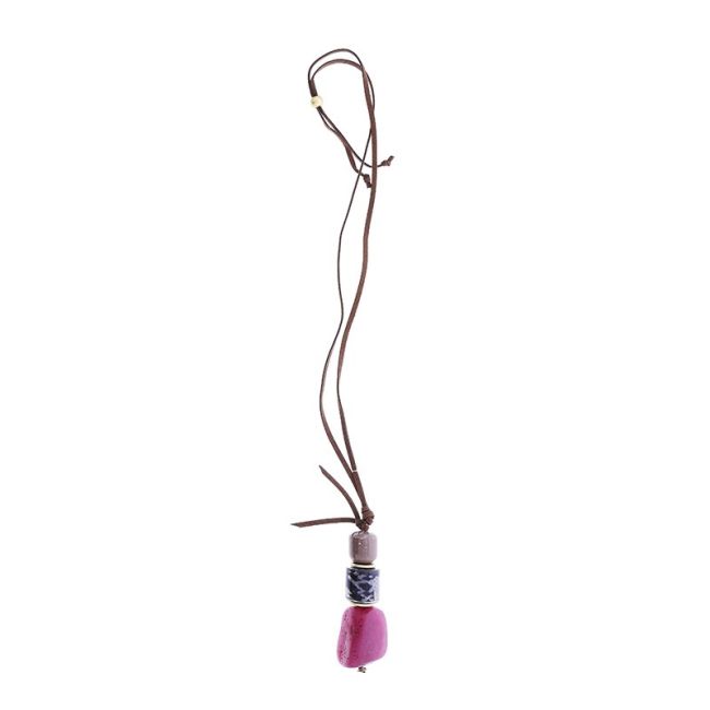 LONG NECKLACE PENDANT WITH RESIN BEADS