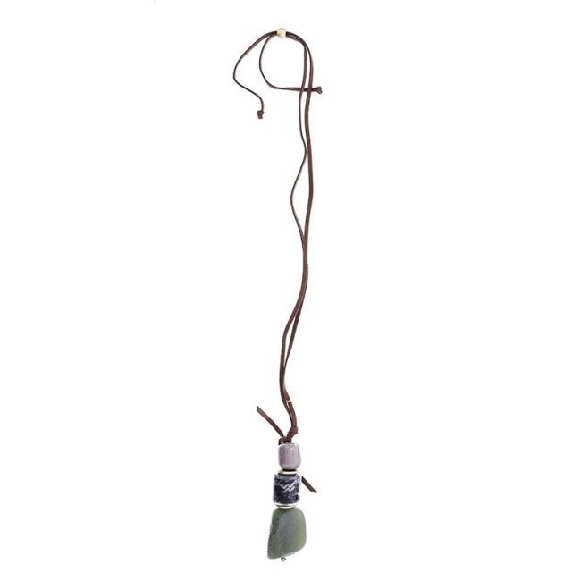 LONG NECKLACE PENDANT WITH RESIN BEADS
