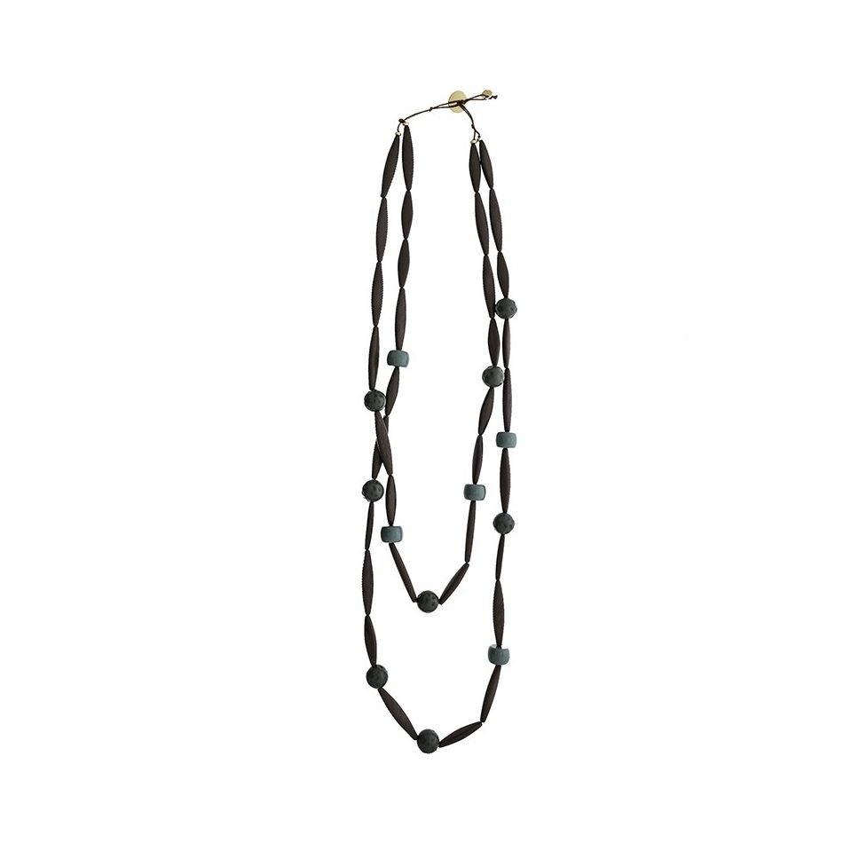 COLLAR LARGO DOBLE CUENTAS RESINA