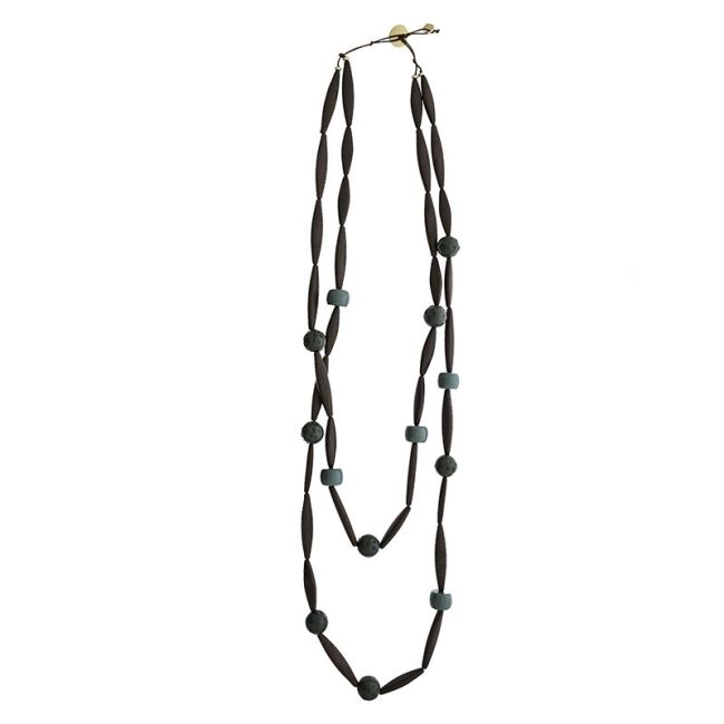 LONG DOUBLE RESIN BEADS NECKLACE
