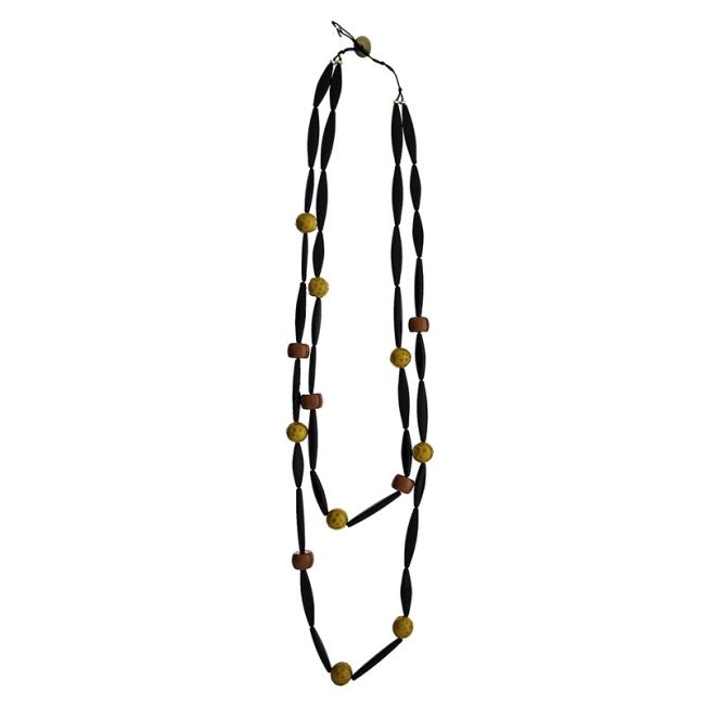 LONG DOUBLE RESIN BEADS NECKLACE